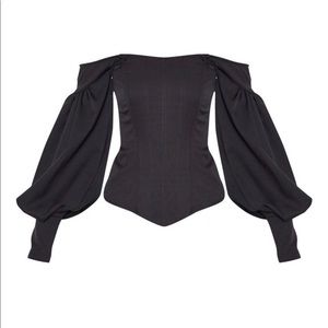 Black Corset Bardot PrettyLittleThing